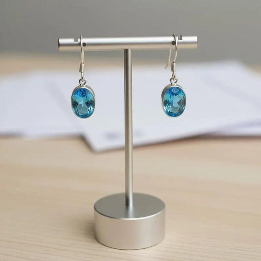 SS-F Blue Topaz Earrings
