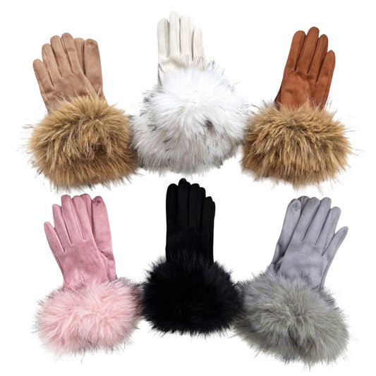 Suede Gloves w Trim