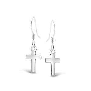 925 SS Cross Earrings 2.5cm Drop Earring