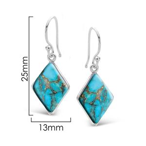 Diamond Shaped 925 SS Blue Mohave Turquoise Earring