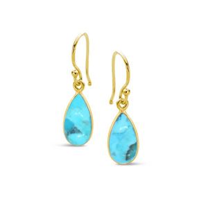 Yellow Gold Turquoise Earring