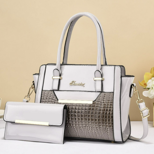 Gloss Leather Embossed Handbags (2pc)