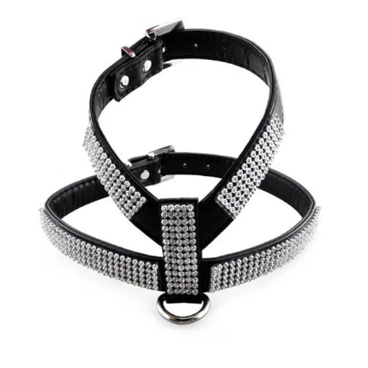 *Double Layered Rhinestone PU Dog Collars