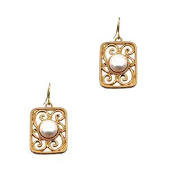 Brass FW - Filigree SQ w Pearl (G)
