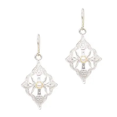 Brass FW - Filigree Diamond w Pearls (S)