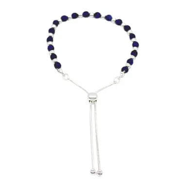 Semi-Precious Bead Slider Bracelet - Lapis