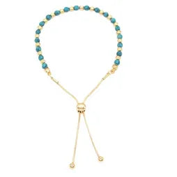 Semi-Precious Bead Slider Bracelet - Turquoise