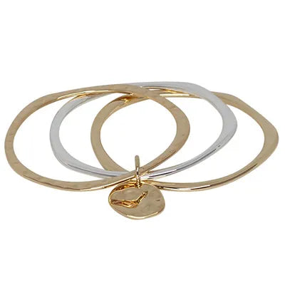 Bangle Set (3pc) - Linked w Charm (G/S)