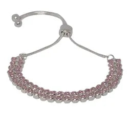 CZ Double Line Slider - Pink