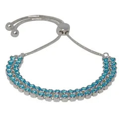 CZ Double Line Slider - Aquamarine