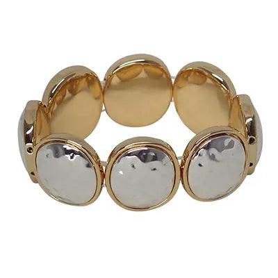 Two-Tone Hammer Disc Stretch Bracelet (G/S)