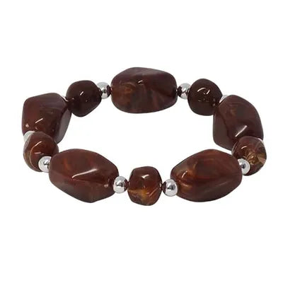 Resin Irregular Stretch Bracelet - Chocolate