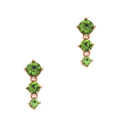 Crystal Studs - Trio Claw RND - Peridot Green (G)