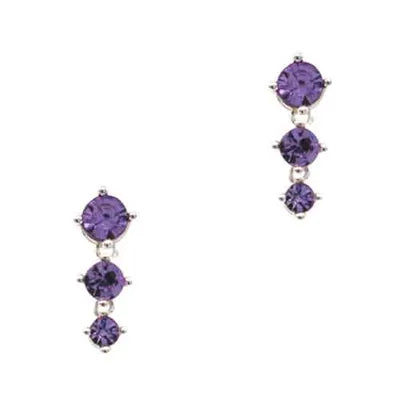 Crystal Studs - Trio Claw RND - Violet (S)