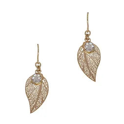 Filigree FW - Leaf w CZ Charm (G)