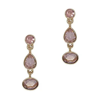 Crystal Studs - Tri Crystal - Pink (G)*