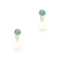 SP Stone Studs - w Pearl - Amazonite (S)