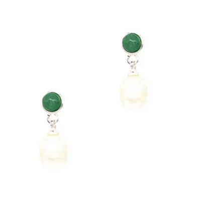 SP Stone Studs - w Pearl - Dark Green (S)