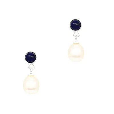 SP Stone Studs - w Pearl - Lapis (S)