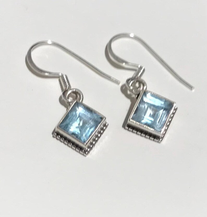 SS-F Blue Topaz Earrings