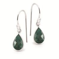 *Emerald & Silver Drop Earrings (2.5cm)