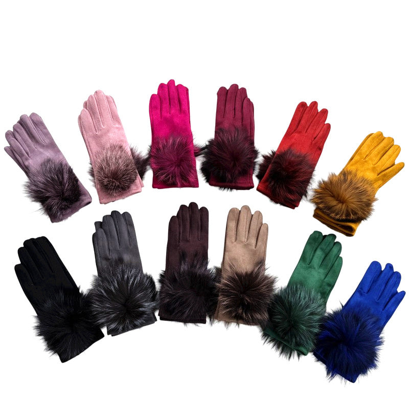 Suede Gloves w Trim