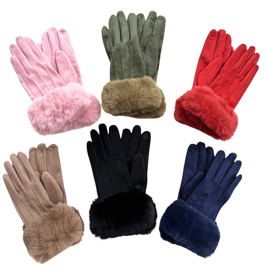 Suede Gloves w Trim