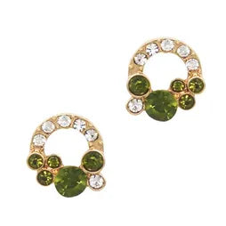Crystal Studs - Open Circle Peridot/Clear