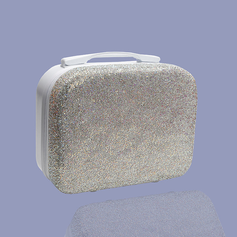 La-Vish Silver Makeup Carry-On Case w Compartments