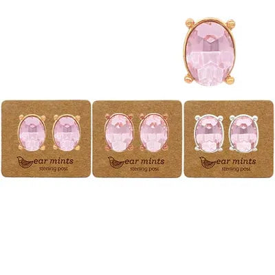 Crystal Studs (OVL) - Pink