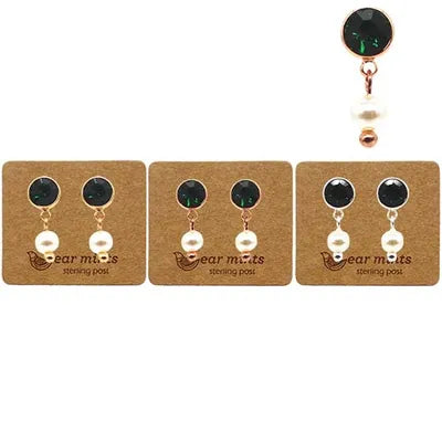 CZ Studs - w Pearl (RND) - Emerald