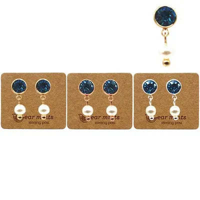 CZ Studs - w Pearl (RND) - Sapphire
