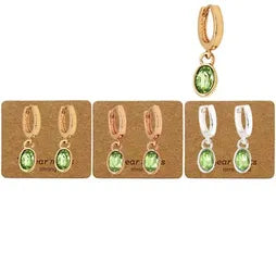 Oval Crystal Huggie Ear Mints - Peridot