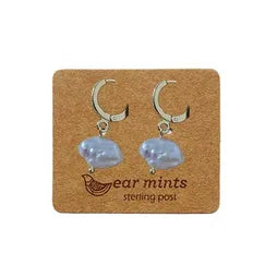 CZ Pearl Drop Huggie Ear Mints