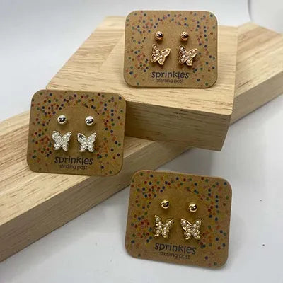 Studs (2pc) (CZ BFLY & Ball) - Pearl