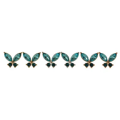 Crystal Studs (BFLY) - Aquamarine