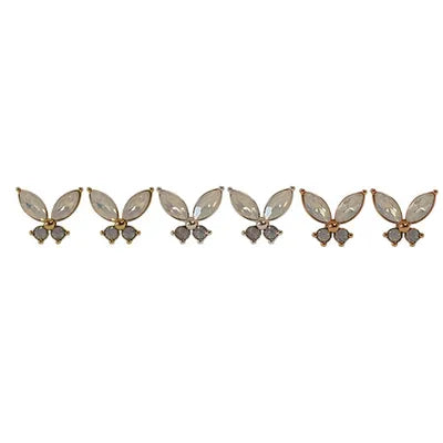 Crystal Studs (BFLY) - White