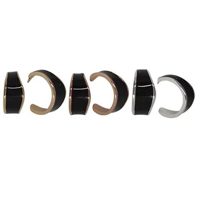 Enamel Studs (Hoops) - Black