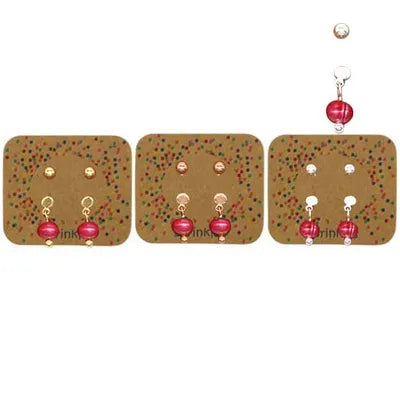 Studs (2pc) (Disc & Ball) - Dark Pink