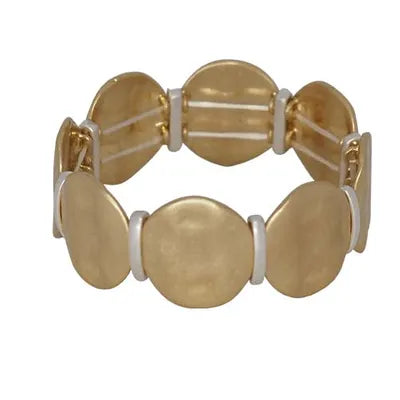 Stretch Bracelet - Hammered Disc (G/S)
