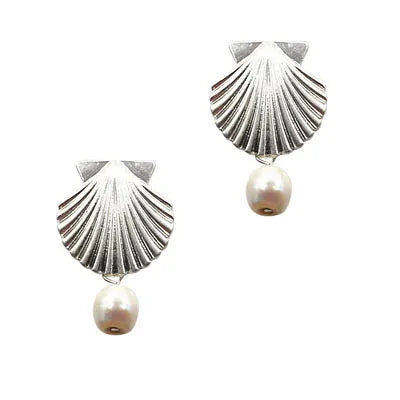 Brass Studs - Shell w Pearl Drop (S)