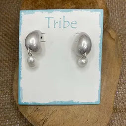 Brass Studs - Hoop w Pearl Drop (S)