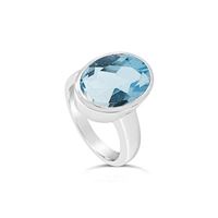 SS Blue Topaz (1.5cm) Ring (Size 9)