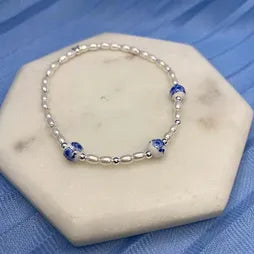 Stretch Bracelet - Ceramic (B), Pearl, Ball (S)