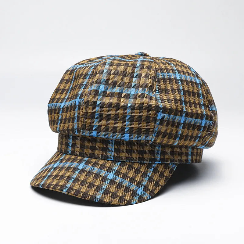 Plaid Retro Bakers Cap – Blue Hummingbird