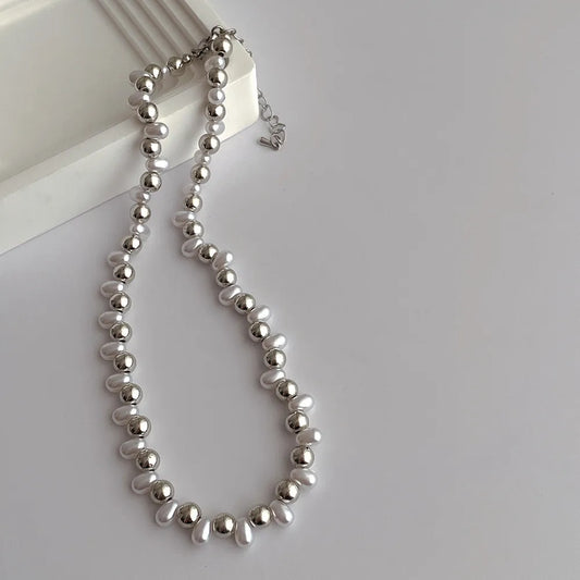 Irregular Ball Metal Pearl Necklace