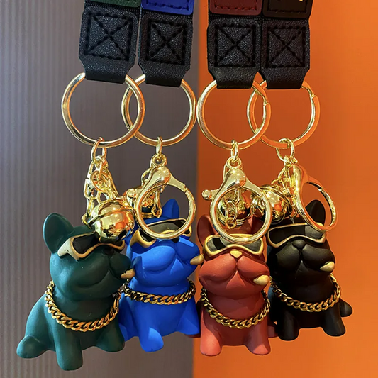 Black Cartoon Bulldog Keyring