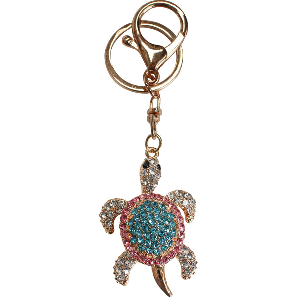 Bling Turtle Keyring-Pink & Blue