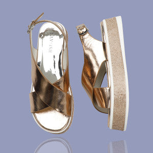 Cross Sandals - Gold