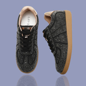 Crystal Velvet Sneakers - Black